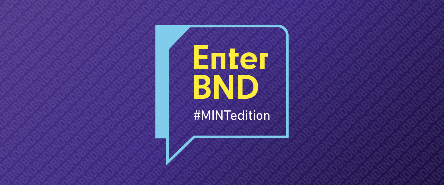 Text 'Enter BND' auf lila Hintergrund mit BND-Fingerprint